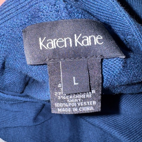 KAREN KANE Cashmere Blend Mixed Media Twofer Layered Look Sweater in Blue NWT - Picture 9 of 12